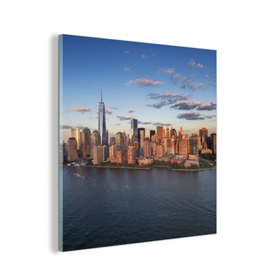 Glasbild - 90x90 cm - Wandkunst - New York - Skyline - Boot
