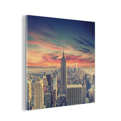 Glasbild - 90x90 cm - Wandkunst - New York - Manhattan - Empire State Building