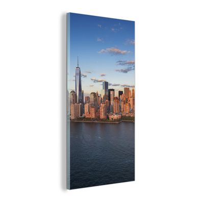Glasbild - 60x120 cm - Wandkunst - New York - Skyline - Boot