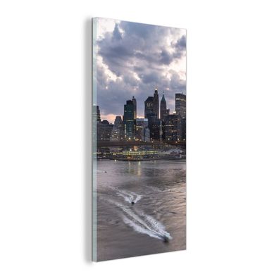 Glasbild - 80x160 cm - Wandkunst - New York - Brooklyn Bridge - Manhattan