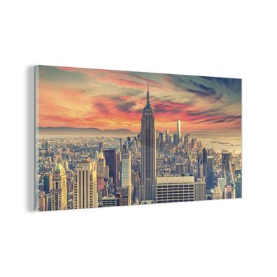 Glasbild - 80x40 cm - Wandkunst - New York - Manhattan - Empire State Building