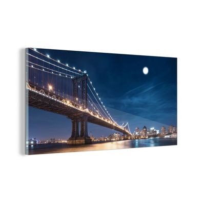 Glasbild - 80x40 cm - Wandkunst - New York - Manhattan - Mond