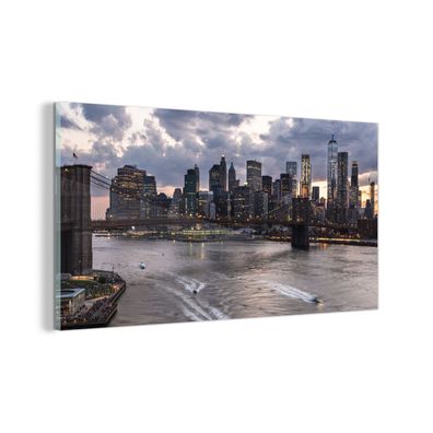 Glasbild - 40x20 cm - Wandkunst - New York - Brooklyn Bridge - Manhattan