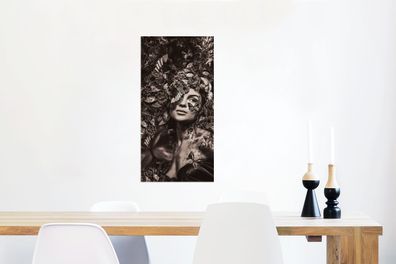 Glasbild - 60x120 cm - Wandkunst - Frau - Tiere - Pflanzen