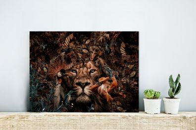 Glasbild - 40x30 cm - Wandkunst - Wilde Tiere - Luxus - Collage