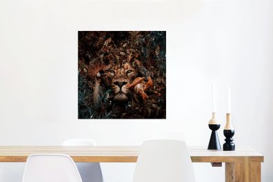 Glasbild - 50x50 cm - Wandkunst - Tiere - Pflanzen - Luxus