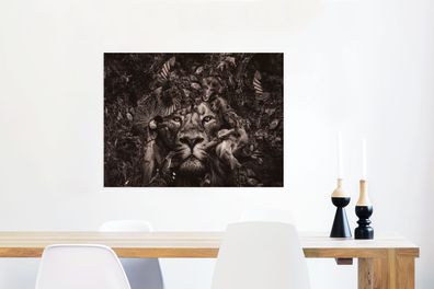 Glasbild - 80x60 cm - Wandkunst - Wilde Tiere - Afrika - Schwarz und weiß