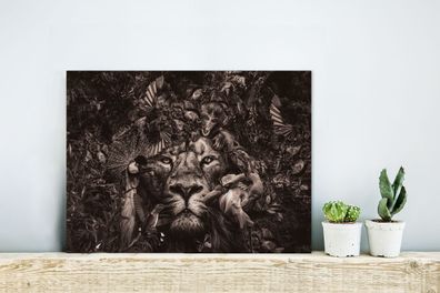 Glasbild - 40x30 cm - Wandkunst - Wilde Tiere - Afrika - Schwarz und weiß