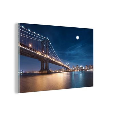 Glasbild - 90x60 cm - Wandkunst - New York - Manhattan - Mond