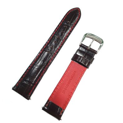 Sturmanskie Ersatzband Stegbreite 20mm Lederband schwarz-rot Krokoprägung