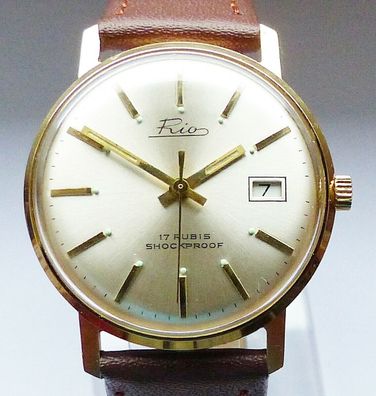 Schöne neuwertige RIO Calendar 17Jewels Herren Vintage Armbanduhr 60er Jahre