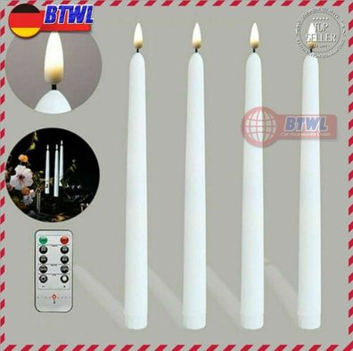 4er Set Kerzen LED Kerze flammenlose elektrische Stabkerze 28cm + Fernbedienung