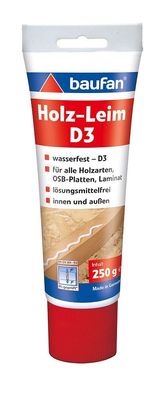 baufan® Holz-Leim D3 250 g Weißleim Wasserfeste Verleimungen nach DIN EN 204-D3