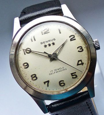 Schöne und seltene Benrus 3Star Military Automatic 17Jewels Herren Vintage Armbanduhr