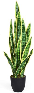 Kunstpflanze Sansevieria Künstliche Schlangenpflanze 90 cm, Zimmerpflanze 20 Blättern