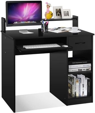 Computertisch mit Ablage, Schreibtisch PC-Tisch Computerschreibtisch, 90x48x91,5cm