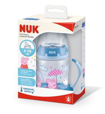 NUK 10743060 Peppa Pig First Choice Trinklernflasche,150 ml, mit Temperature ...