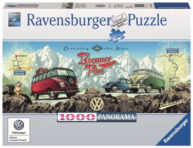 Ravensburger 15102 Mit dem VW Bulli über den Brenner 1000 Teile Panorama Puzzle