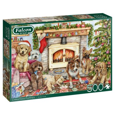 Falcon 11310 Debbie Cook Christmas Puppies 500 Teile Puzzle