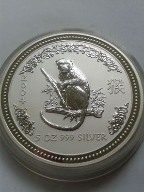 8$ 2004 Australien Hahn Lunar Affe 155,5g 999er Silber 8 Dollars 2004 Affe