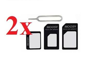 2er Pack Nano SIM Karten Adapter 3in1 iPhone Smartphones Samsung Micro sim Nano