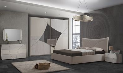 Schlafzimmer Ato modern Set creme beige 160x190 cm / mit Lattenrost 26 Leisten