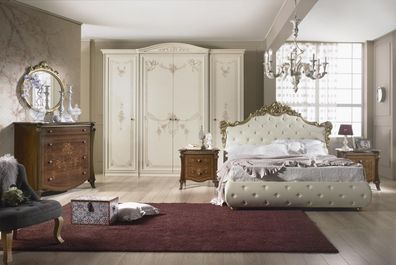 Schlafzimmer Set Compose in Barock Design 160x200 cm / mit Kommode und Spiegel