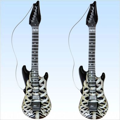 2 x Aufblasbare Gitarre Skelett Horrorgitarre 105cm Musik Instrument Musikinstrument