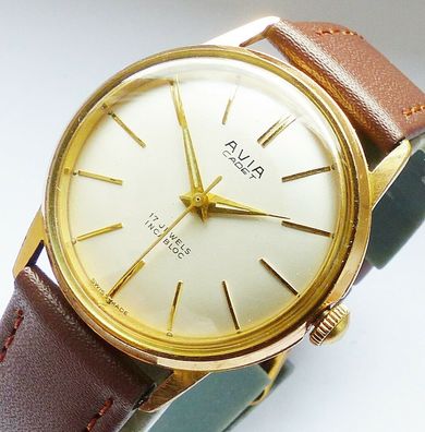 AVIA Cadet Swiss 17Jewels sehr seltene Herren Vintage Armbanduhr 60er Jahre