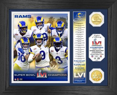 NFL Los Angeles Rams Super Bowl LVI Photo Mint Bronze Münzen Banner 40x33cm Bild