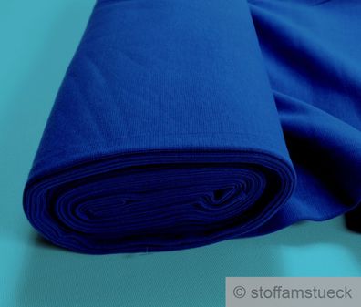 0,5 Meter Stoff Baumwolle Elastan Bündchen kobaltblau 45 cm breit blau