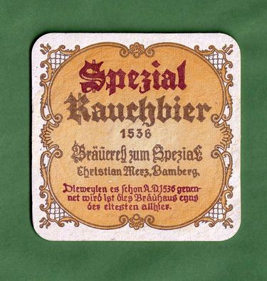 Spezial Rauchbier - Bamberg - Bierdeckel mit geringen Gebrauchsspuren