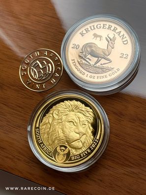 Südafrika Big Five 2022 - 2 Münzen Set - Löwe - Krügerrand Mintmark Gold Goldmünzen