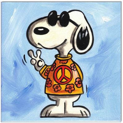 Klausewitz: Original Acryl auf Leinwand: Peanuts- Snoopy Peace I / 20x20 cm