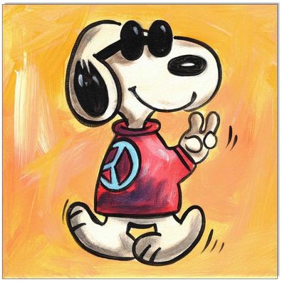 Klausewitz: Original Acryl auf Leinwand: Peanuts- Snoopy Peace II / 20x20 cm