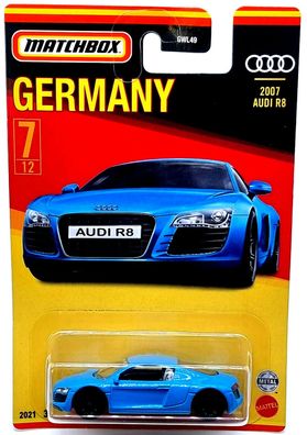 Mattel Matchbox Germany Deutschland Serie Car / Auto 2007 Audi R8 7/12