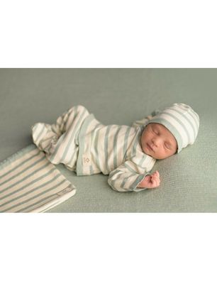 Neugeborenen-Set, aus Bio-Baumwolle gestrickt, 4-teilig, mint-wollweiß, Gr.50/56