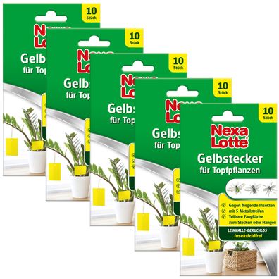 5 x NEXA LOTTE® Gelbstecker für Topfpflanzen, 10 Stück
