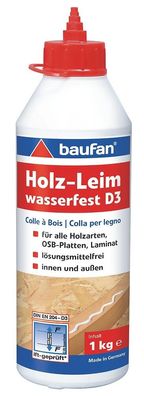 baufan® Holz-Leim D3 1 kg Weißleim Wasserfeste Verleimungen nach DIN EN 204-D3