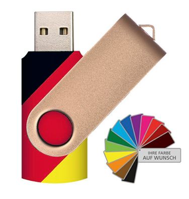 USB Stick Twister Swivel USB-Germany bis 128GB, 15Farben, 250 Varianten
