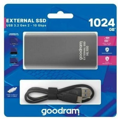 Goodram SSD Externe Festplatte 1 TB (1024GB), HL100 Gen. 2 / USB 3.2 / 10Gbps