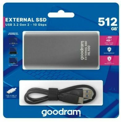 Goodram SSD Externe Festplatte 512GB, HL100 Gen. 2 / USB 3.2 / 10Gbps