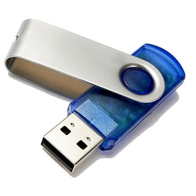 2 GB USB Stick Swivel Navy mit Bügelfarbe silber mit Anhänger von USB Germany®
