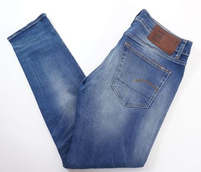 G-Star Herren Jeans 3301 Slim W31 L32 31/32 blau stonewashed gerade Denim F907