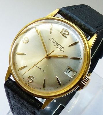 Schöne Silvana Cadet Swiss mit Datum 21Jewels Herren Vintage Armbanduhr