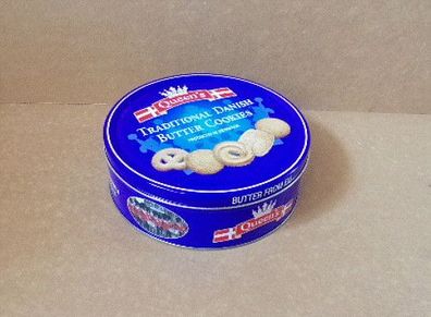 QUEEN´S Keksdose Cookies Blechdose Metalldose Rund Leere Dose mit Deckel Blau 190mm