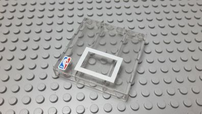 Lego 1 Wand 1x6x5 Transparent Klar NBA bedruckt Nummer 3754pb05