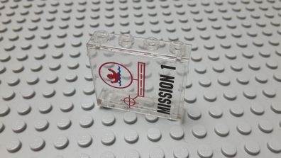 Lego 1 Panel 1x4x3 Mission 2 beklebt Transparent Klar Nummer 4215bpb40 Set 7047