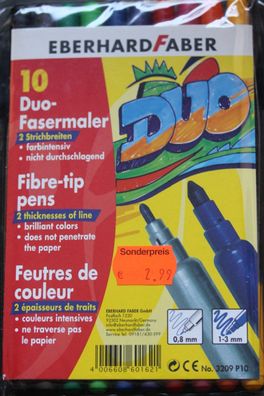 Fasermaler; Duo-Fasermaler, 10 Farben, 2 Strichbreiten