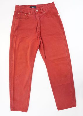 HUGO BOSS Arkansas Herren Jeans W31 L34 31/34 rot weinrot gerade Gabardine E2911